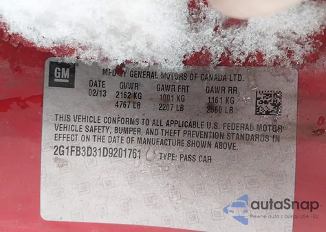 2013 Chevrolet Camaro 1Lt from USA, damaged, VIN 2G1FB3D31D9201761